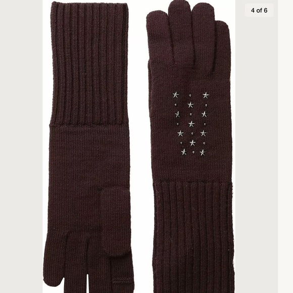 COACH NWT Merino StarStudded  Burgundy Gloves Tec - Picture 3 of 5